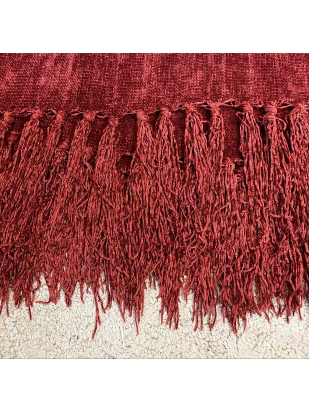 Luxury Red Chenille Blanket Decorative Throw Quilt Fringe Cover Bedding Luxe
